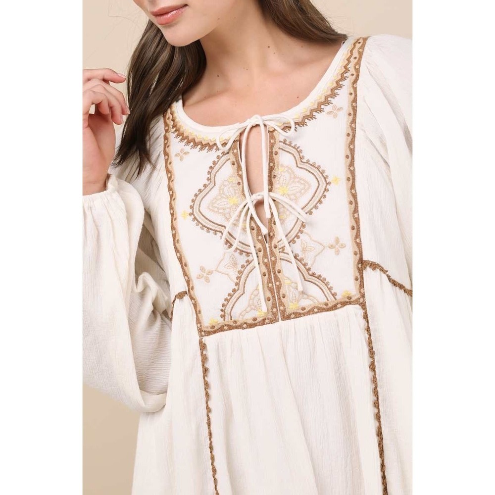 NWT Lulus Exceptionally Dreamy Ivory Embroidered Mini Shift Dress Large - Picture 4 of 8